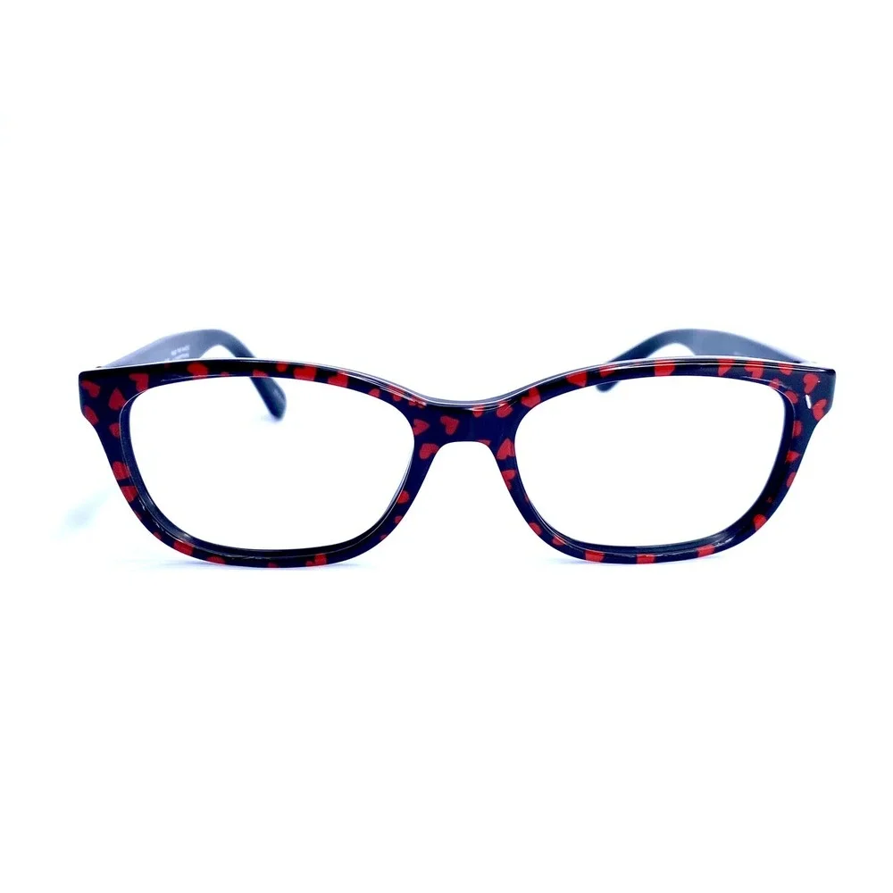 New Kate Spade Black Cat Eye Glasses w Red Hearts Print Brylie 7RM 50 16 135